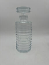 Vintage Ribbed Glass Decanter Tall Hand Blown Round Clear Barware Portugal picture