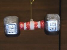 BLOWN GLASS WEIGHTLIFTING 25 LB DUMBBELL WEIGHT CHRISTMAS TREE ORNAMENT NWT picture