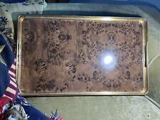 Vtg MCM  Italian Gabriella Creep Style Brass And Wood Tray picture