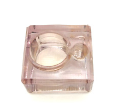 BEAUTIFUL VINTAGE LIGHT PURPLE GLASS SQUARE INKWELL DESK c1930 FOR ONE PEN vgood picture