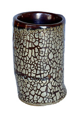 Brown Asymmetrical Slab Pottery Vase, Old Farmhouse Pottery David Hendley 4.25