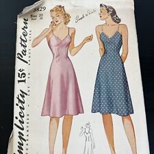 Vintage 1940s Simplicity 3829 Glam Pinup Bias Slip Sewing Pattern 20 M/L USED picture