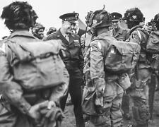 WW2 GENERAL EISENHOWER Meets with PARATROOPERS Prior to D Day Invasion PHOTO picture