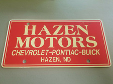 Hazen Motors Chevrolet Pontiac Buick Hazen ND Plastic Dealer License Plate picture