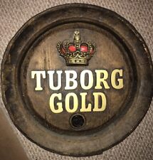 “AWESOME”  VTG Tuborg Gold 3D Barrel End Wall Hanging Faux Wood Bar Advertising picture