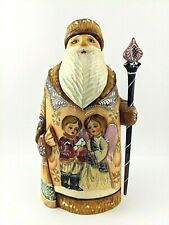 Vintage Russian Santa Claus Unique Hand Carved Hand Painted Grandfather Frost picture