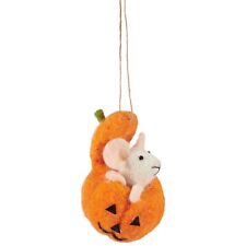 Primitives by Kathy Mouse in Pumpkin Felt Critter Halloween Ornament Fall Gift picture