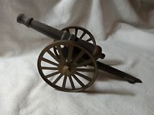 Vintage 8 inch Brass Canon with Rolling Wheels (R106) picture