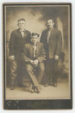 Antique Circa 1880s Cabinet Card Three Handsome Young Men in Suits Eveleth, MN picture