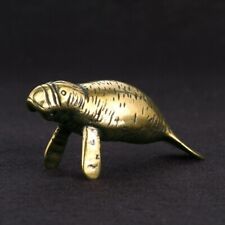 Solid Brass Sea Lion Statue Metal Animal Figurine Tea Pet Ornament Miniature Toy picture