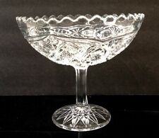 Vintage Cut Glass Large Footed Dish Candy/Nut dish size  7.5hx6.75w
