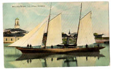 Sailing Down the Newa (Russia) Postcard 1910 Ship Sailors River Antique picture