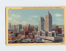 Postcard Downtown Skyline Showing Koppers And Gulf Buildings Pittsburgh PA USA picture