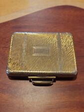 Vintage KIGU Bon Voyage Gold Tone Suitcase Makeup Powder Compact picture