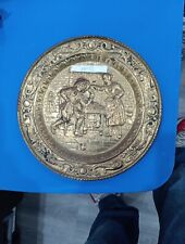 Vintage Peerage England Brass Relief 8 Inch Wall Plate Tavern picture