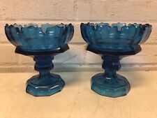 Antique Blue Pair of Case Glass Decorative Compotes picture