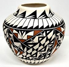 Native American Pottery Acoma New Mexico Large Huge Pot Vase Signed LC 11x11