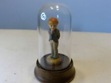 Vintage Anri Sarah Kay Wood Carved Miniature Boy with Ring Figurine W/Dome picture