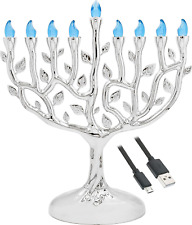 The Dreidel Company Traditional LED Electric Silver Hanukkah Menorah - Battery - picture