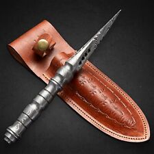 Rare Found Custom Made Hand forged Damascus Steel DRILL BIT Dagger With pouch picture