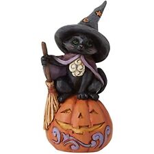 Jim Shore Heartwood Creek Black Cat on Pumpkin Miniature Figurine 4 Inch 6009515 picture
