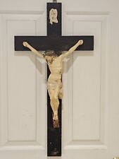 Antique 19th C. Large Jesus INRI Victorian Catholic Church Crucifix Wall Cross picture