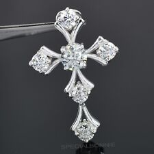 RARE 7.00 Ct Certified White Diamond Cross Pendant-great luster.FREE CHAIN VIDEO picture