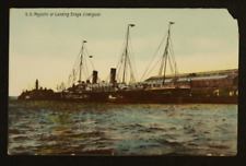 S.S. Majestic at Landing Stage Liverpool Steamship Postcard Illustrated Boat picture