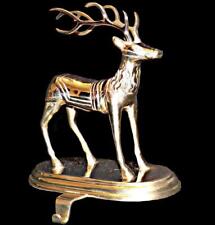Vintage Frontgate Heavy Large Brass 3D Reindeer Christmas Stocking Hanger Holder picture
