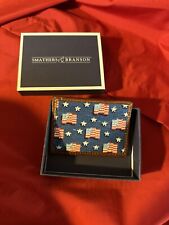 NWT AMERICANA USA FLAGS NEEDLEPOINT LEATHER ID CARD VINEYARD VINES WALLET~HTF picture