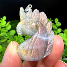 1 pc Natural pull feldspar carved unicorn skull quartz crystal pendant 1.6