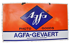 Vintage Porcelain Enamel Sign Agfa Photo Goods Gevaert Double Side Advertising 