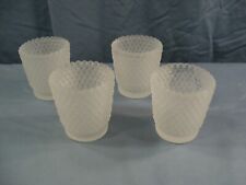 Lot of 4 Clear Satin Glass Hobnail Votive Candle Toothpick Holders picture