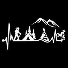 Hike Tent Camping Kayak Mountain Bike Heartbeat Vinyl Decal picture