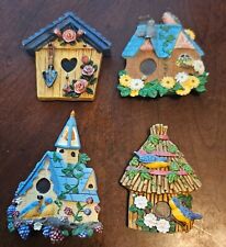 Lot Of 4 Birdhouse Refrigerator Magnets Resin Country Decor picture