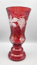 Egermann Czech Bohemian Etched Ruby Red Vase Grapes picture