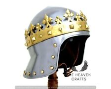 halloween Medieval Monarch Knight King Richard Lionheart Two Tone Crown Helmet picture