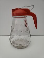 Vtg Medco MID CENTURY Diner Red Plastic Top Glass Syrup Dispenser picture