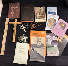 Vintage Catholic Lot of  Rosaries Bible Cross Prayer Books and Booklets picture