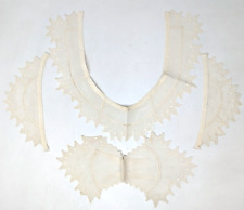 VTG Antique Handmade Bobbin Lace Spikey Dot Collar & Cuffs Matching Set AA23 picture