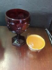 VTG Avon 1876 Cape Cod Collection Ruby Red Water Goblet Candle Holder picture