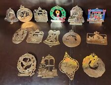 Lillian Vernon Lillikins Brass Christmas Ornaments Lot Of 15 Engraved Vintage picture