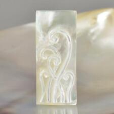 Lustrous White Mother-of-Pearl Shell Carving Fern Leaf Design for Pendant 2.62 g picture