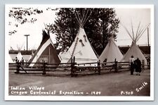 c1959 RPPC Indian Village Teepees Oregon Centennial Exposition VINTAGE Postcard picture