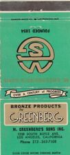 VINTAGE MATCHBOOK COVER. M.GREENBERG'S SONS INC. BRONZE PRODUCTS. LOS ANGELES,CA picture