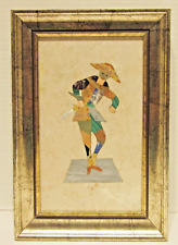 Vintage Italian Pietra Dura Plaque of a Harlequin Signed Ciancerino picture