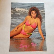 Vintage Florida Girl Postcard Risque Female Beach Bikini Model Surfs Up 7