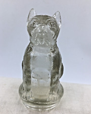 Antique Victory Glass Bull Dog Candy Container ~ Marked USA ~ 4.25