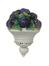 Vintage Italian Majolica Pottery Wall Plaque Fruit Sconce Variety of Plums ItaIy picture