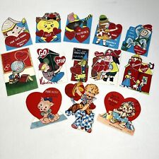 Vintage Kids Valentines Cards Boys Girls School Animals 1940’s-1960’s Lot of 13 picture